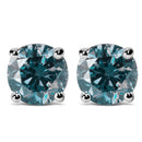 14K White Gold 1/2 Cttw Round Brilliant Cut Lab Grown Blue Diamond 4-Prong Classic Solitaire Stud Earrings (Blue Color, VVS2-VS1 Clarity)-1