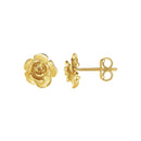 14k Yellow Gold Post Earrings with Roses-1