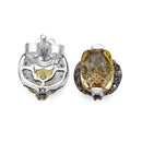 3.14 Carat Genuine Citrine & Black Diamond .925 Sterling Silver Earrings-3