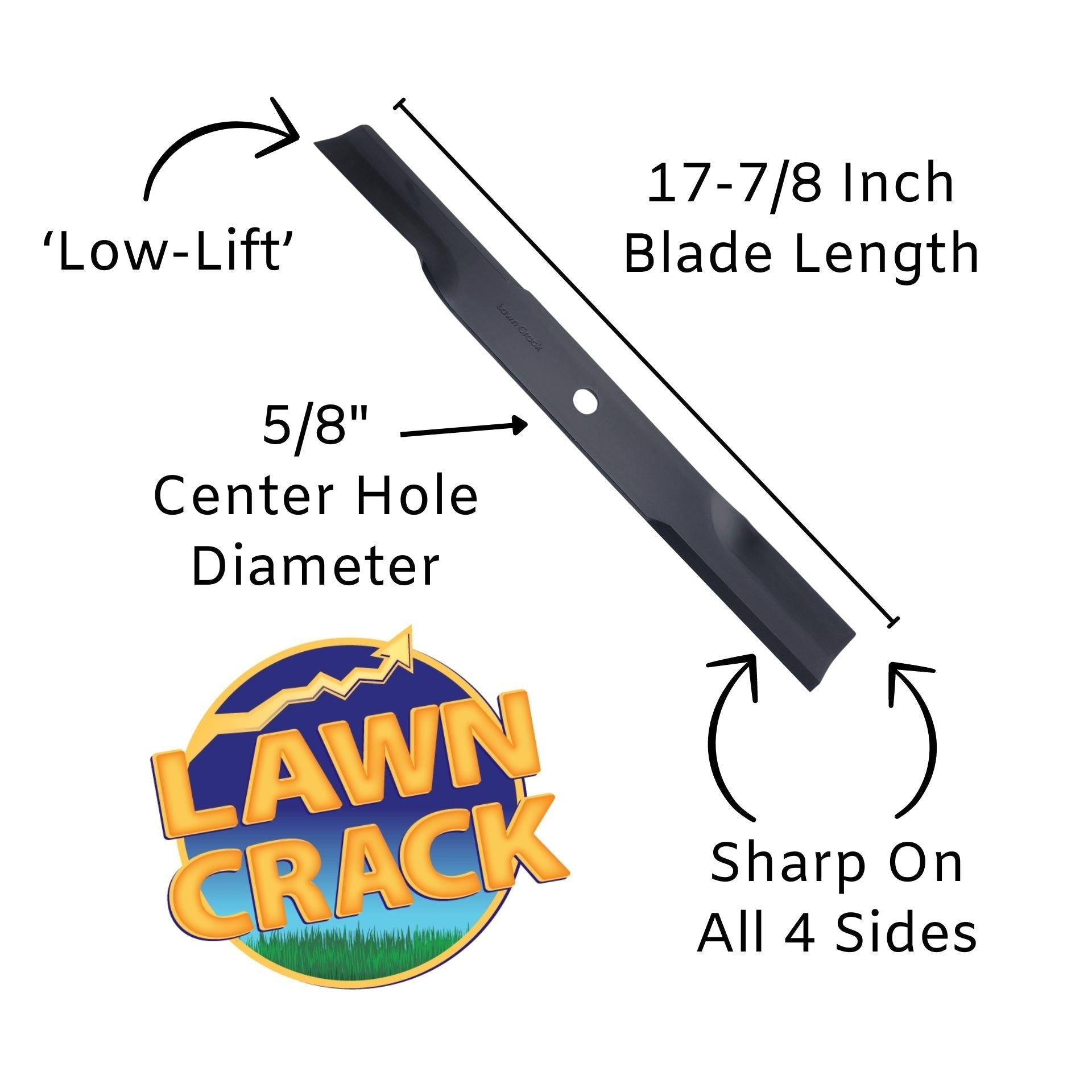 52" Mower Low-Lift Blade (17-7/8" Long, 5/8" Hole) Hardened Steel