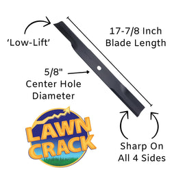 52" Mower Low-Lift Blade (17-7/8" Long, 5/8" Hole) Hardened Steel