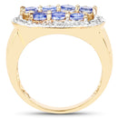 14K Yellow Gold Plated 1.70 Carat Genuine Tanzanite .925 Sterling Silver Ring-2