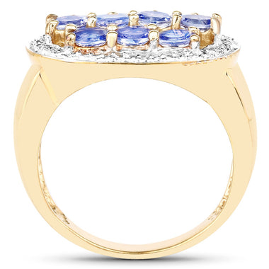14K Yellow Gold Plated 1.70 Carat Genuine Tanzanite .925 Sterling Silver Ring - 0