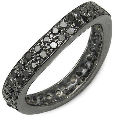 1.11 Carat Genuine Black Diamond .925 Sterling Silver Ring