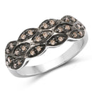 0.31 Carat Genuine Champagne Diamond .925 Sterling Silver Ring-1