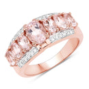 2.15 Carat Genuine Morganite and White Diamond .925 Sterling Silver Ring-1