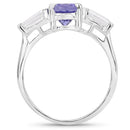 2.00 Carat Genuine Tanzanite and White Topaz .925 Sterling Silver Ring-2