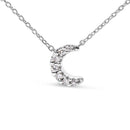 10K White Gold Diamond Accented Crescent Moon Shaped 18" Inch Pendant Necklace (H-I Color, I1-I2 Clarity)-2