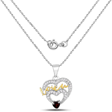 0.51 Carat Genuine Garnet and White Topaz .925 Sterling Silver Pendant - 0
