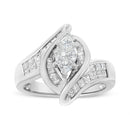 14K White Gold 1 1/4 Cttw Pie, Baguette and Princess cut Diamond Marquise Shape Engagement Cocktail Ring (H-I Color, SI2-I1 Clarity)-1