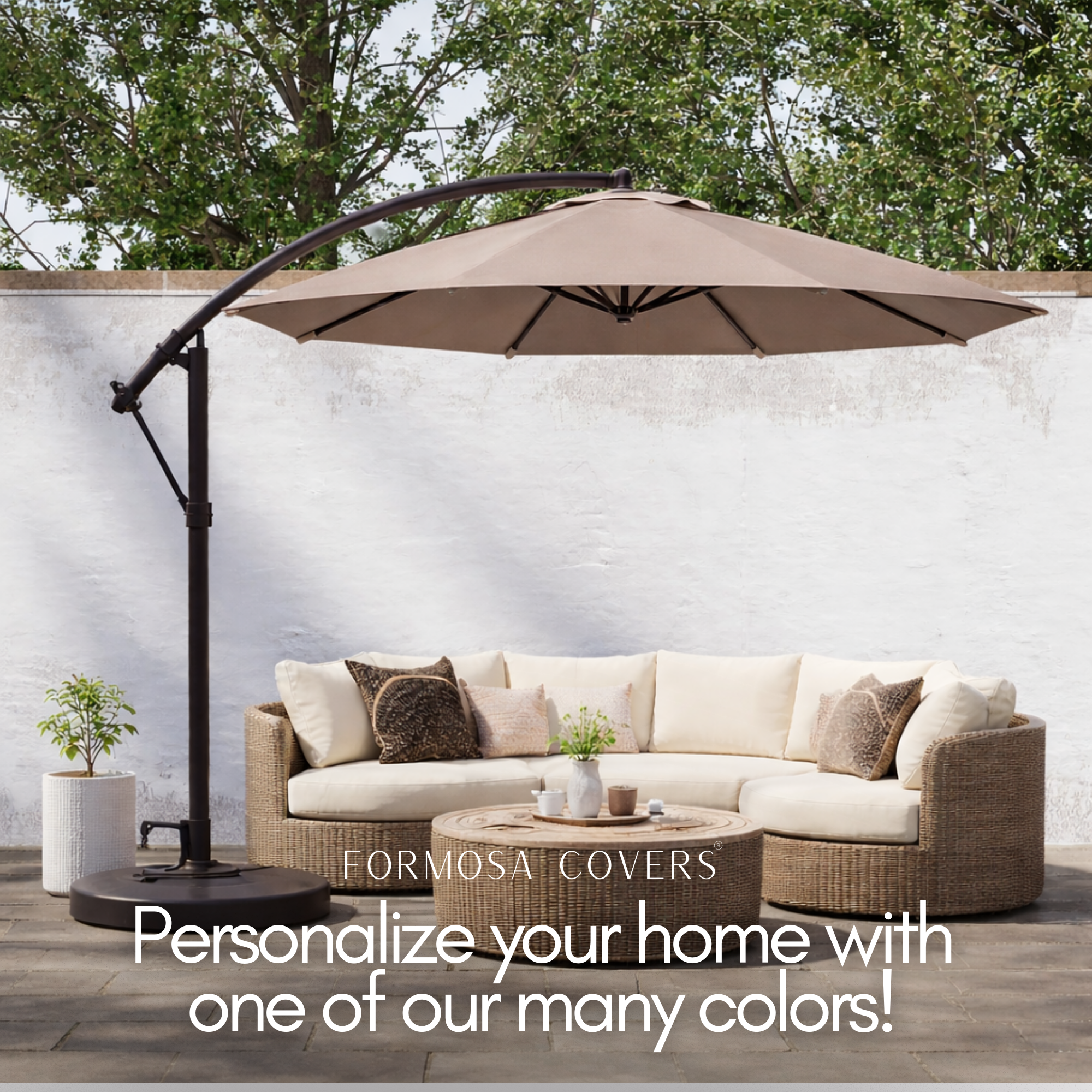 10ft Cantilever Hanging Umbrella 8 Rib Replacement Canopy Taupe