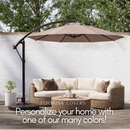 10ft Cantilever Hanging Umbrella 8 Rib Replacement Canopy Taupe-6
