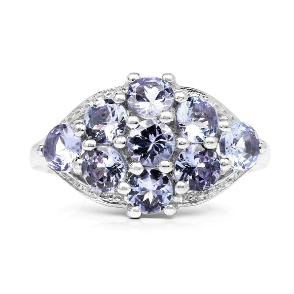 2.07 Carat Genuine Tanzanite .925 Sterling Silver Ring