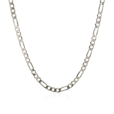 3.0mm 14k White Gold Solid Figaro Chain - 0