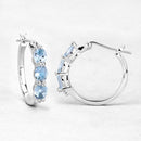 1.75 Carat Genuine Aquamarine and White Diamond .925 Sterling Silver Earrings-3