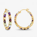 5.44 Carat Genuine Multi Stones .925 Sterling Silver Earrings-4