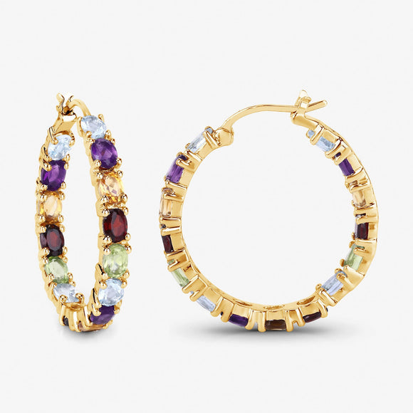 5.44 Carat Genuine Multi Stones .925 Sterling Silver Earrings