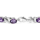 .925 Sterling Silver 7x5mm Oval Amethyst and Diamond Accent X-Link Bracelet (H-I Color, SI1-SI2 Clarity)  - Size 7"-2