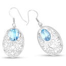 10.72 Carat Genuine Blue Topaz .925 Sterling Silver Earrings-2