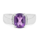 1.85 Carat Genuine  Amethyst and White Topaz .925 Sterling Silver Ring-3