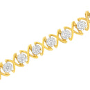 10K Yellow Gold Plated Sterling Silver 2 cttw Diamond "XOXO" Bracelet (J-K Clarity, I1-I2 Color) - Size 7.25"-4