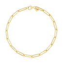 14k Yellow Gold High Polish Alternating Bead Paperclip Bracelet (3.5mm)-2