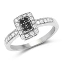 0.35 Carat Genuine Black Diamond and White Diamond .925 Sterling Silver Ring-1