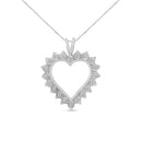 .925 Sterling Silver 1/4 Cttw Miracle Set Diamond Open Heart 18" Pendant Necklace (I-J Color, I3 Clarity)-1