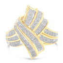 10K Yellow Gold Diamond Bypass Cocktail Ring (1 1/5 Cttw, I-J Color, I2-I3 Clarity) - Size 8-3