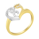 10K Two-Toned Gold Diamond Heart Shape Cluster Ring (1/6 Cttw, H-I Color, I1-I2 Clarity) - Size 6-4
