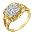 10K Yellow Gold Plated .925 Sterling Silver 1/2 Cttw Diamond Square Cushion Cluster Split Shank Cocktail Ring (J-K Color, I2-I3 Clarity) - Size 7-1