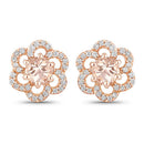 0.61 Carat Genuine Morganite and White Diamond 14K Rose Gold Earrings-1