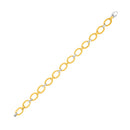 14k Two-Tone Gold Chain Bracelet with Textured Oval Links-2