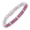 17.65 Carat Glass Filled Ruby and White Topaz .925 Sterling Silver Bracelet-1