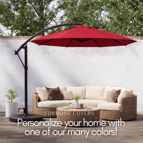 11ft Cantilever Hanging Umbrella 8 Rib Replacement Canopy Jockey Red