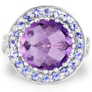 5.95 Carat Genuine Amethyst and Tanzanite .925 Sterling Silver Ring-3