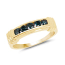 14K Yellow Gold Plated 0.50 Carat Genuine Blue Diamond .925 Sterling Silver Ring-1