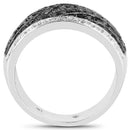 0.79 Carat Genuine Black Diamond and White Diamond .925 Sterling Silver Ring-2