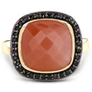 6.74 Carat Genuine Peach Moonstone and Black Spinel .925 Sterling Silver Ring-3