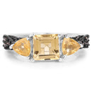 2.71 Carat Genuine Citrine and Champagne Diamond .925 Sterling Silver Ring-3