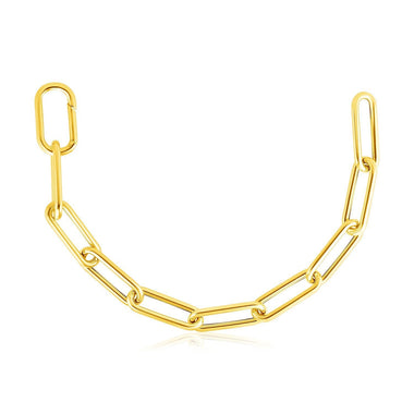14k Yellow Gold Rounded Paperclip Chain Necklace - 0