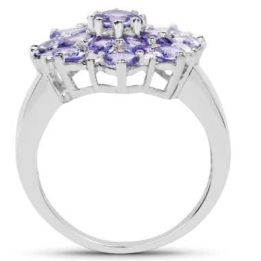 3.37 Carat Genuine Tanzanite and White Topaz .925 Sterling Silver Ring - 0