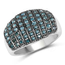 0.83 Carat Genuine Blue Diamond and White Diamond .925 Sterling Silver Ring-2