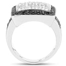 0.61 Carat Genuine Black Diamond and White Diamond .925 Sterling Silver Ring-2