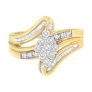 10K Yellow Gold 1/2 cttw Diamond Cluster Cocktail Ring (J-K Clarity, I1-I2 Color) - Size 7-1