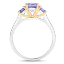 Two Tone Plated 1.07 Carat Genuine Tanzanite .925 Sterling Silver Ring-2