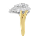 14K Yellow and White Gold 1.00 Cttw Round and Baguette-Cut Diamond Ballerina Cocktail Ring (H-I Color, SI2-I1 Clarity)-7