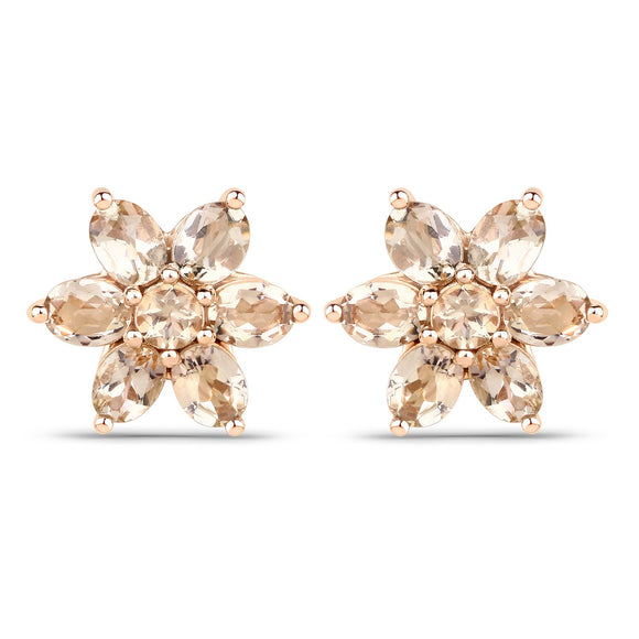 1.98 Carat Genuine Morganite 10K Rose Gold Earrings