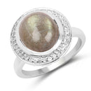 5.43 Carat Genuine Labradorite and White Topaz .925 Sterling Silver Ring-1