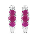 1.66 Carat Genuine Ruby and White Topaz .925 Sterling Silver Earrings-3